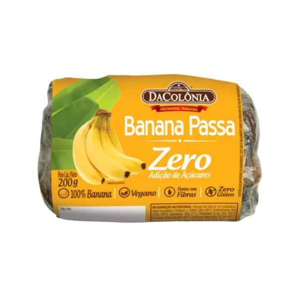 Banana Passa Zero Açúcar 200g DaColônia - Caixa 12 un
