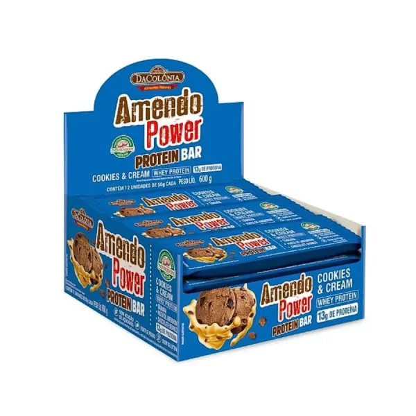 Barra de Proteína Amendo Power Protein Bar COOKIES & CREAM 600G ( Display 12 un )