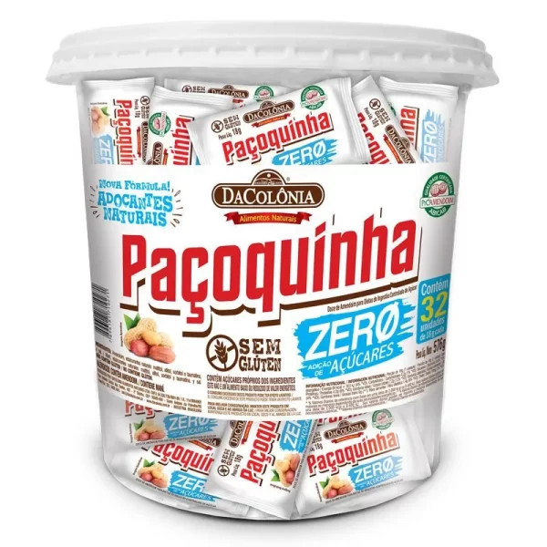 Paçoquinha Rolha Zero Açúcar DaColônia 576g